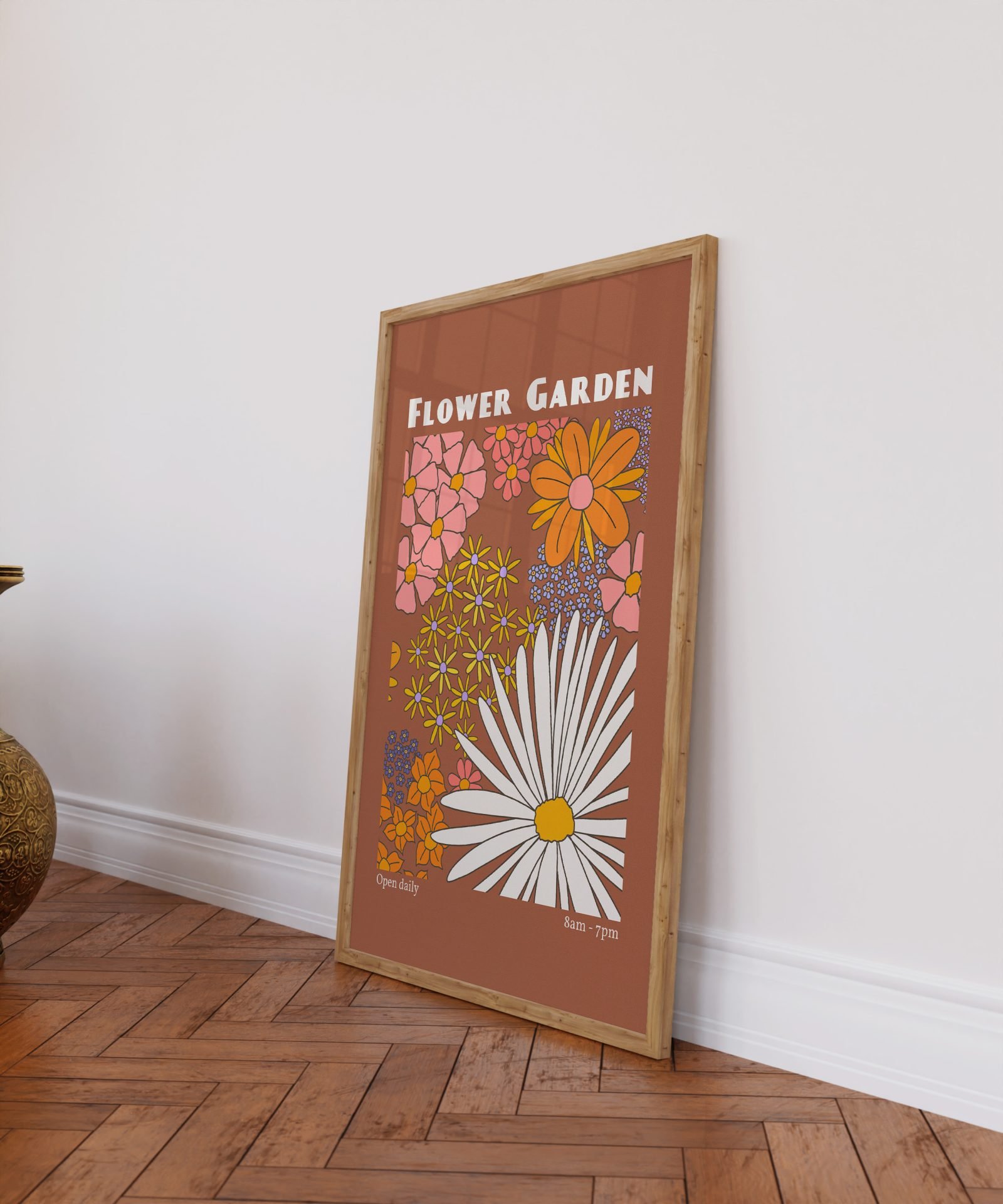 Flower Garden Brown Print 2