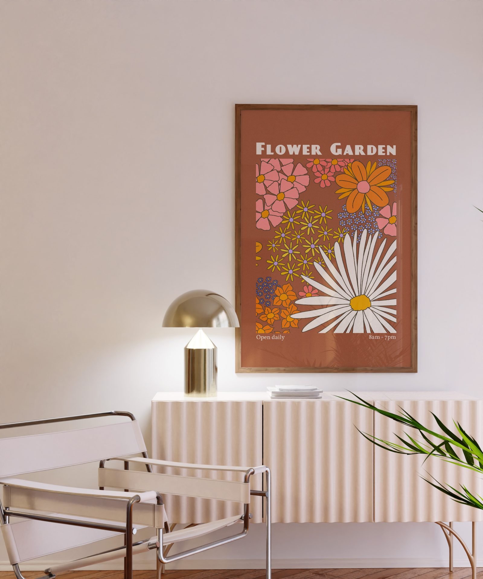Flower Garden Brown Print 3
