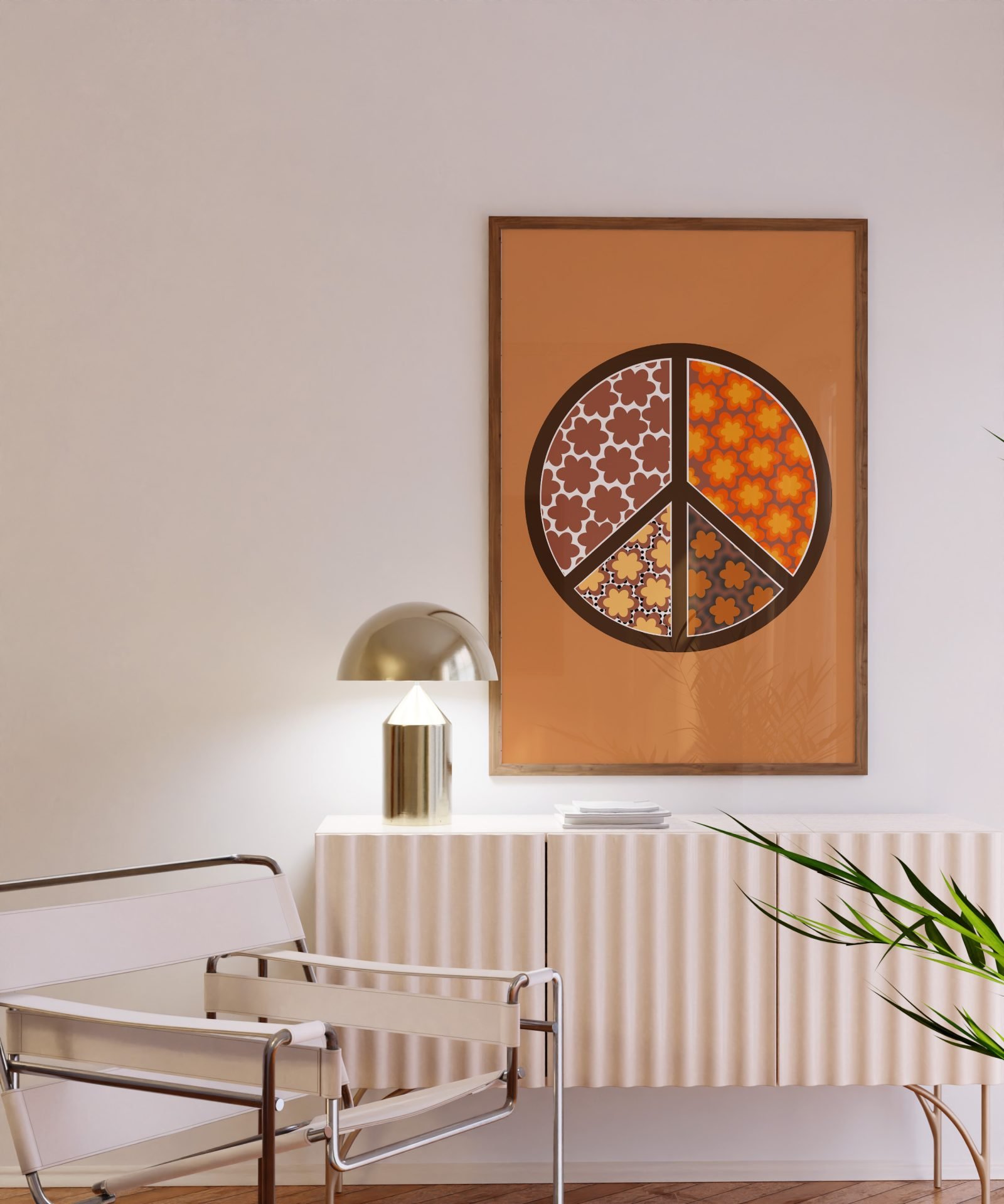 Peace Sign Brown Print 3