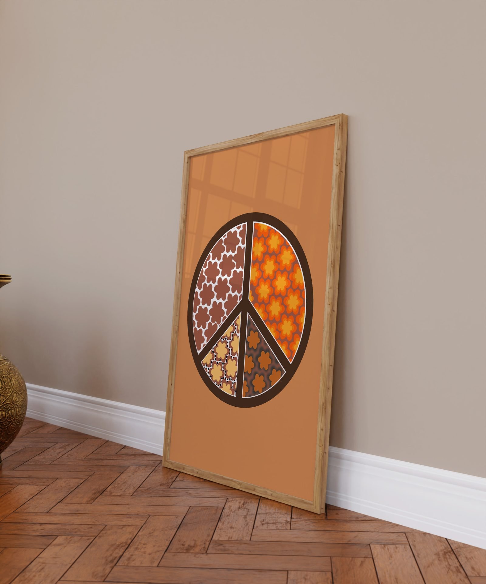 Peace Sign Brown Print 4